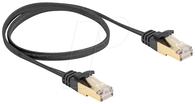 4043619803248 - RJ45 Flachband Netzwerkkabel mit Geflechtmantel Cat6A s ftp Stecke (80324) - Delock