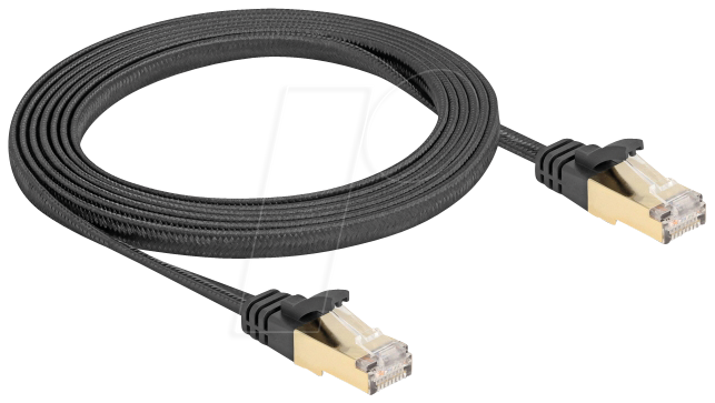 4043619803262 - RJ45 Flachband Netzwerkkabel mit Geflechtmantel Cat6A s ftp Stecker (80326) - Delock