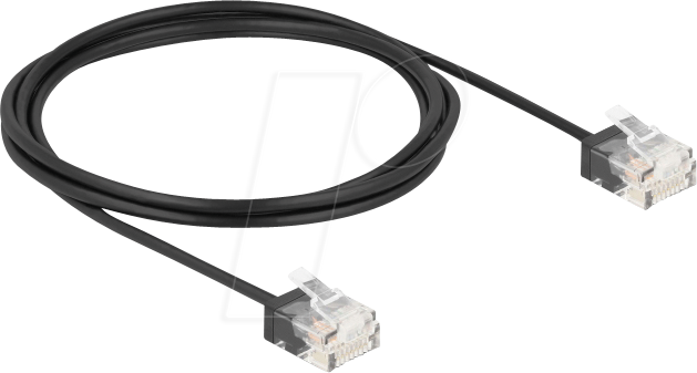 4043619803729 - DeLOCK RJ45 Netzwerkkabel Cat6 UTP Ultra Slim 2 m schwarz mit kurzen Steckern (80372)