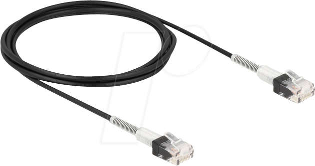 4043619803903 - DeLOCK RJ45 Netzwerkkabel mit doppeltem Knickschutz Cat6A UTP Slim 2 m schwarz (80390)