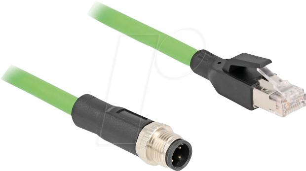 4043619804290 - M12 Kabel D-kodiert 4 Pin Stecker zu RJ45 Stecker pur (tpu) 5 m (80429) - Delock