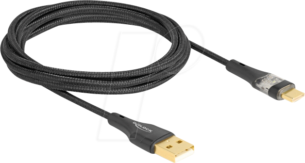 4043619807611 - DELOCK 80761 - Sync- & Ladekabel USB-A > C 60 W Textil 20 m