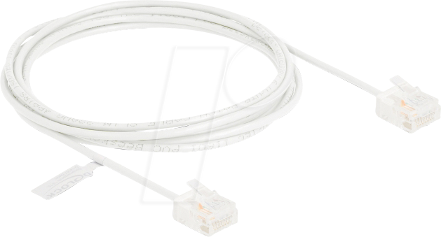 4043619807758 - DeLOCK RJ45 Netzwerkkabel Cat6 UTP Ultra Slim 2 m weiß mit kurzen Steckern (80775)