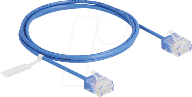 4043619807963 - DeLOCK RJ45 Netzwerkkabel Cat6 UTP Ultra Slim 1 m blau mit kurzen Steckern (80796)