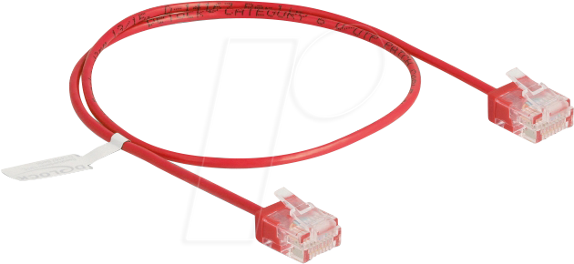 4043619808014 - DeLOCK RJ45 Netzwerkkabel Cat6 UTP Ultra Slim 05 m rot mit kurzen Steckern (80801)