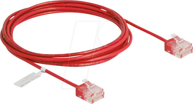 4043619808175 - RJ45 Netzwerkkabel Cat6 utp Ultra Slim 2 m rot mit kurzen Steckern (80817) - Delock