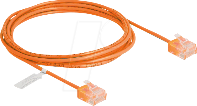 4043619808564 - DeLOCK RJ45 Netzwerkkabel Cat6 UTP Ultra Slim 2 m orange mit kurzen Steckern (80856)