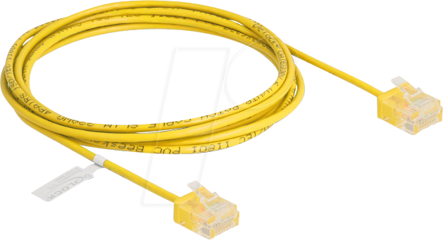 4043619809127 - DeLOCK RJ45 Netzwerkkabel Cat6 UTP Ultra Slim 2 m gelb mit kurzen Steckern (80912)