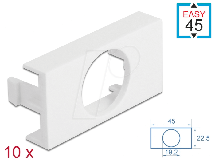 4043619813148 - DELOCK 81314 - Easy 45 Modulblende Loch Ø 192 mm 45 x 225 mm 10 Stück weiß