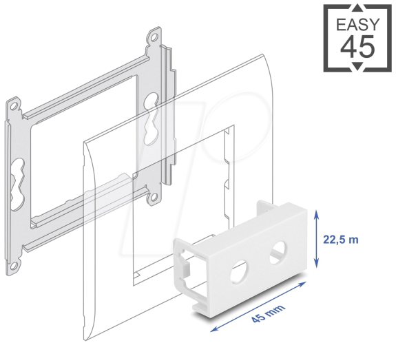 4043619814336 - DELOCK 81433 - Easy 45 Modulblende Loch 2 x M8 45 x 225 mm
