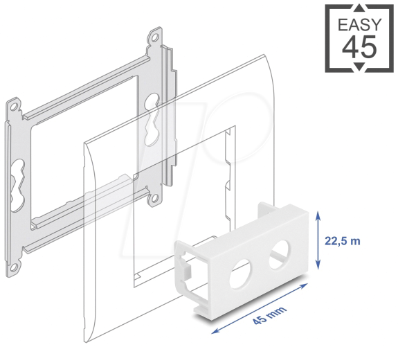 4043619814350 - DELOCK 81435 - Easy 45 Modulblende Loch 2 x M10 45 x 225 mm