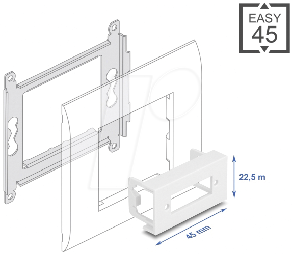 4043619814367 - DELOCK 81436 - Easy 45 Modulblende Rechteck für LWL Kupplung 45 x 225 mm