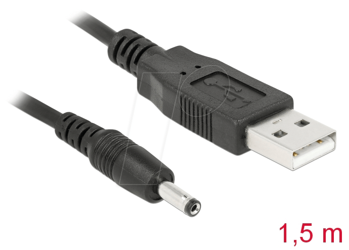 4043619823772 - USB-Kabel USB20 Typ a - Hohlstecker 31mm 150m sw (82377) - Delock