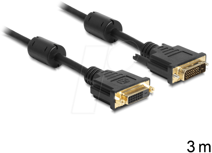 4043619831876 - DELOCK 83187 - DVI Verlängerung DVI 24+1 Stecker auf Buchse Dual Link 3 m