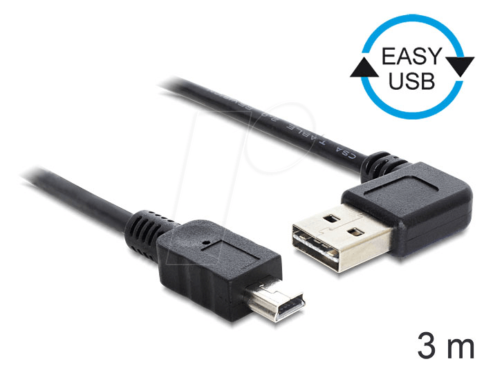 4043619833801 - Usb Kabel a - mini a St St 300m 90gew sw Easy usb (83380) - Delock