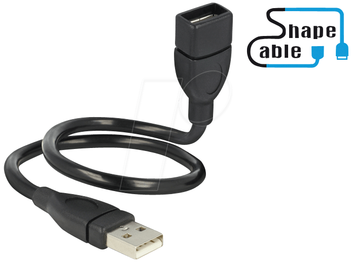 4043619834983 - USB-Kabel usb 20 usb-a Stecker usb-a Buchse 035 m Schwarz flexibles Schwanenhals-Kabel 834 - Delock