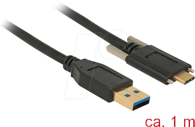 4043619837182 - DELOCK 83718 - USB 31 Kabel A Stecker auf C Stecker Schrauben seitlich 1 m