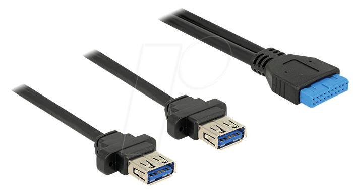 4043619852444 - DELOCK 85244 - USB 30 Kabel Pfostenbuchse auf 2x USB 30 A Buchse