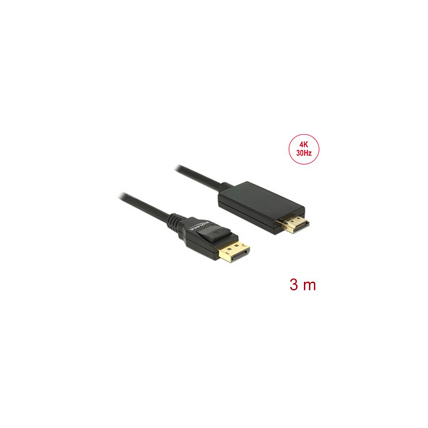 4043619853182 - DeLOCK DisplayPort 12 High Speed HDMI Kabel 4K 30 Hz 30 m schwarz 1 St