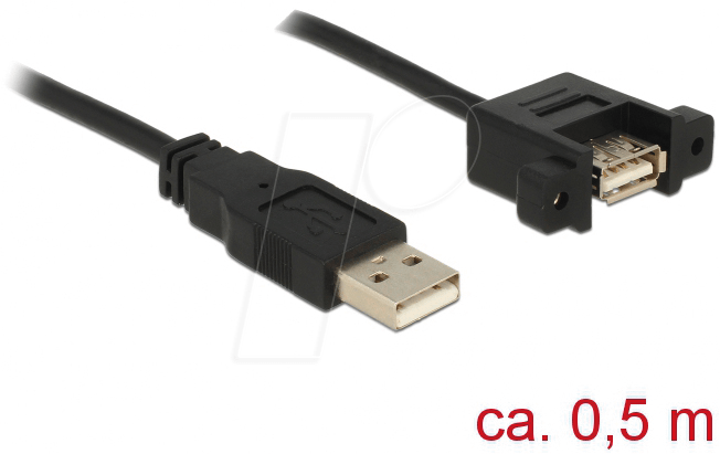 4043619854615 - DELOCK 85461 - Einbau-Kabel USB 20 A Stecker > USB 20 A Buchse 50 cm