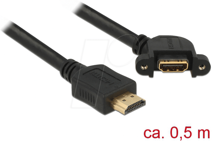 4043619854677 - DELOCK 85467 - Einbau-Kabel HDMI A Stecker > HDMI A Buchse 4K 110° 50 cm