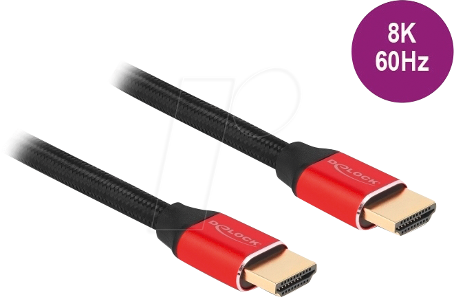 4043619857739 - DELOCK 85773 - Ultra High Speed HDMI Kabel 48 Gbps 8K 60 Hz rot 1 m zertifizier