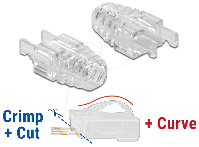 4043619864713 - DELOCK 86471 - Netzwerk RJ45 Crimp+Cut Knickschutz 20 Stück