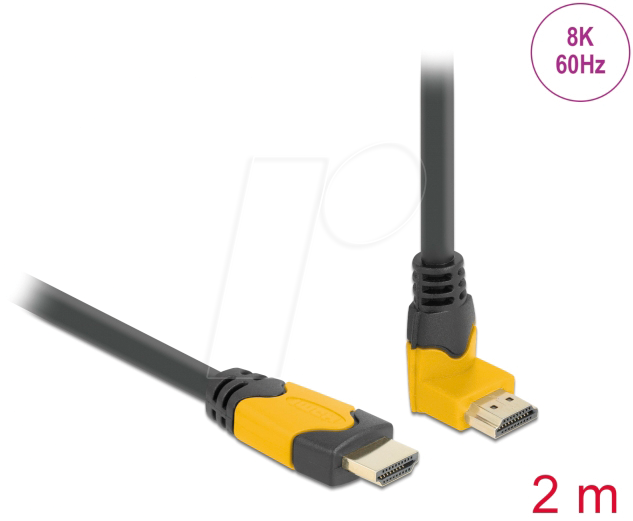 4043619869893 - DELOCK 86989 - HDMI Kabel Stecker gerade zu 90° oben gewinkelt 48 GBit s 2 m