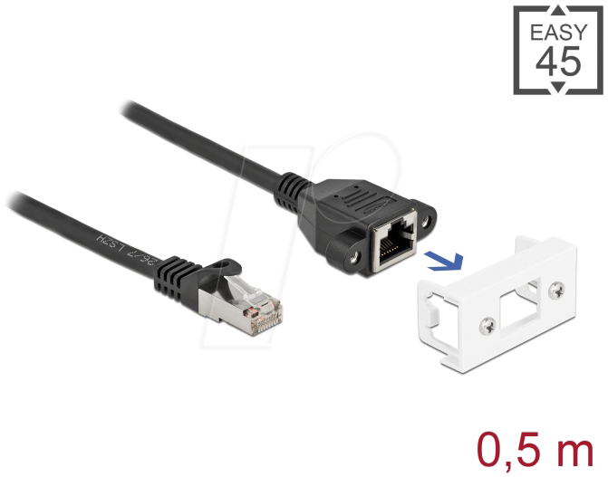 4043619871100 - DELOCK 87110 - Netzwerk Verlängerungskabel Easy 45 S FTP Cat6a 05 m schw