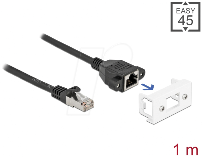 4043619871117 - DELOCK 87111 - Netzwerk Verlängerungskabel Easy 45 S FTP Cat6a 1 m schwar