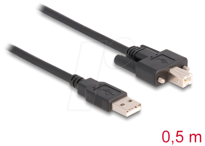 4043619871971 - DELOCK 87197 - USB 20 Kabel A Stecker auf B Stecker schraubbar 05 m