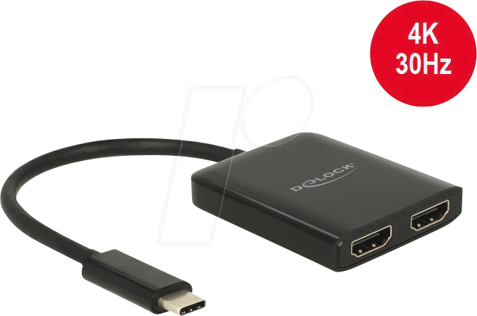 4043619877195 - Splitter usb Type-C™ Stecker 2 x hdmi Buchse DP-Alt Mode kompakt (87719) - Delock