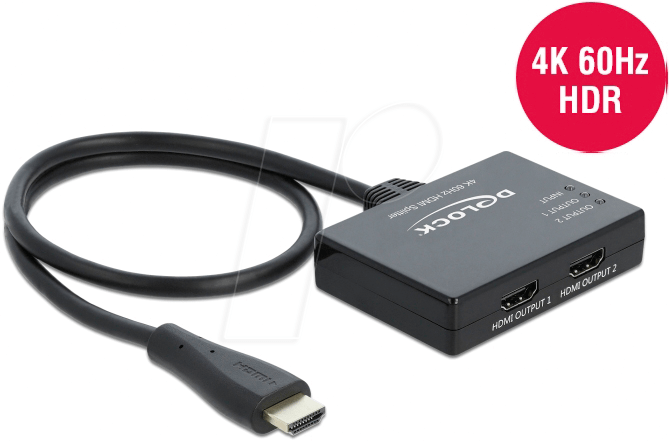 4043619877478 - Hdmi Splitter 1 x hdmi in 2 x hdmi out 4K 60 Hz (87747) - Delock