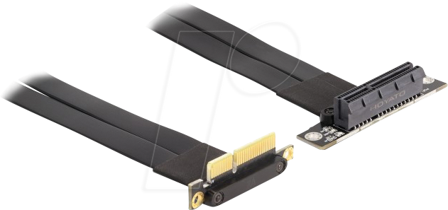 4043619880447 - Riser Karte pci Express x4 Stecker 90° gewinkelt zu x4 Slot 90° (88044) - Delock