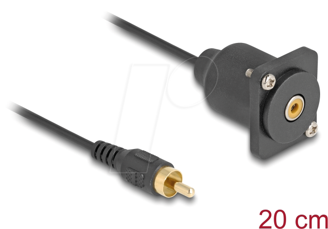 4043619881529 - D-Typ Kabel Cinch Stecker zu Buchse schwarz 20 cm (88152) - Delock