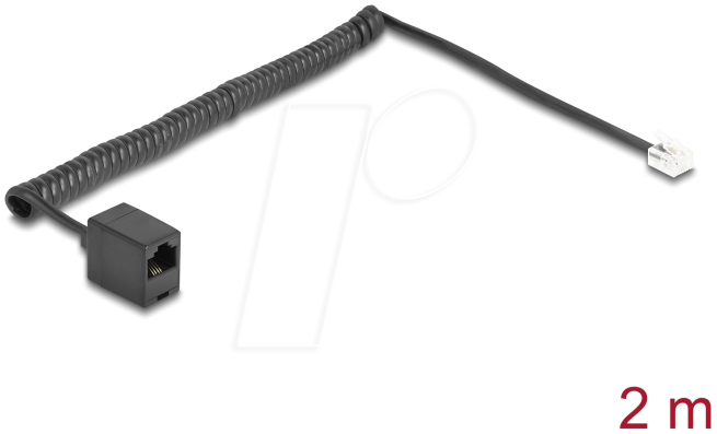 4043619887217 - DELOCK 88721 - Telefonkabel   Spiralkabel RJ11 Stecker   RJ45 Buchse 2 m