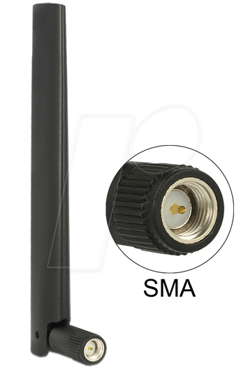 4043619889686 - LTE-Antenne sma 43dBi gsm umts Gelenk schwarz (88968) - Delock