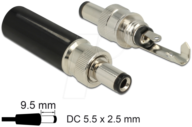 4043619899142 - DELOCK 89914 - Steckverbinder DC 55 x 25 mm mit Länge 95 mm Hohlstecker