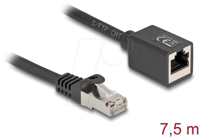 4043619903207 - DELOCK 90320 - Verlängerung Cat6a Stecker   Buchse S FTP 75 m schwarz