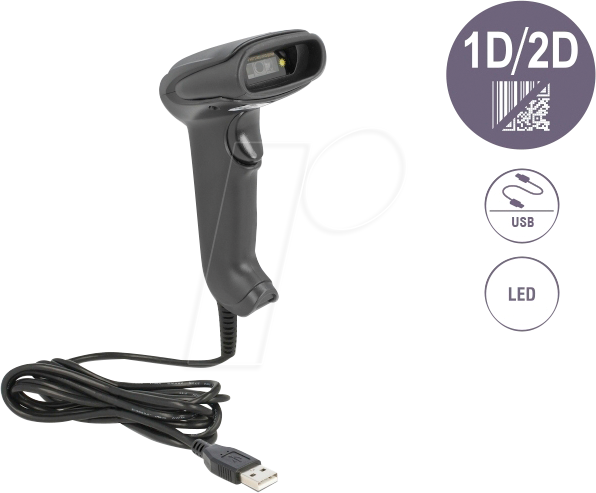 4043619905577 - DELOCK USB Barcode Scanner 1D 2D Anschlusskabel GER-Version 90557