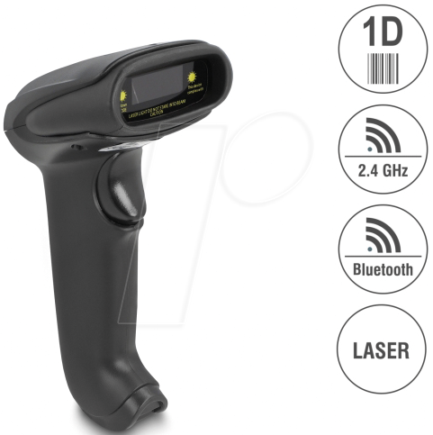 4043619905645 - DELOCK Indusrie Barcode Scanner 1D 24GHz Bluetooth oder USB 90564