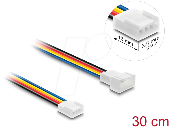 4043619908707 - DELOCK 90870 - Verlängerungskabel 3 Pin Steckerlänge 13 mm 30 cm