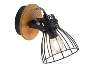 4043689010249 - Wandlampe Wandleuchte Leselampe Industrial Bettlampe Gitter Holzlampe beweglich