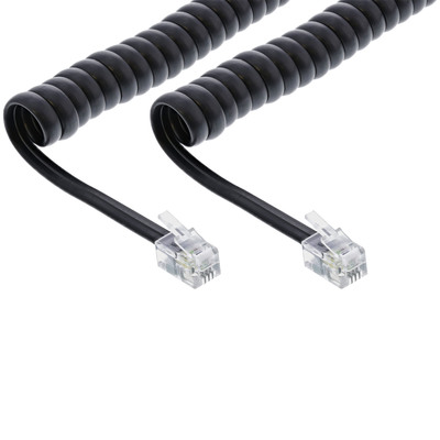 4043718030880 - Spiralkabel RJ10 Stecker Stecker schwarz max 2m 4043718030880 - Spiralkabel RJ10 Stecker Stecker schwarz max 2m