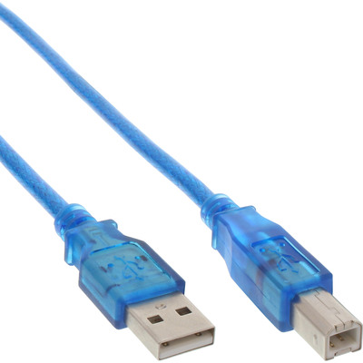 4043718048519 - USB 20 Kabel A an B blau-transparent 3m