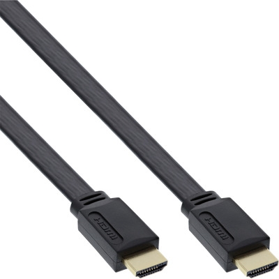 4043718174300 - HDMI-High Speed Flachkabel mit Ethernet verg Kontakte schwarz 15m