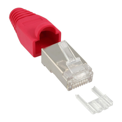 4043718175147 - 10er Pack Crimpst RJ45 gesch mit Knickschutz & Einfädelhilfe rot