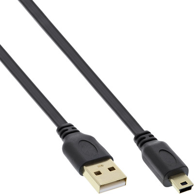 4043718178636 - USB 20 Flachkabel USB A ST an Mini-B ST (5pol) schwarz 05m