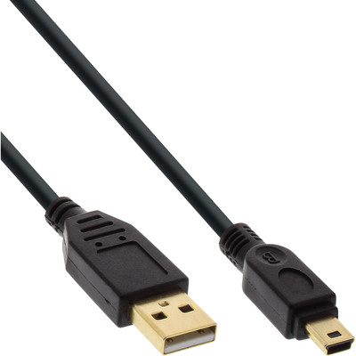 4043718210176 - USB 20 Mini-Kabel USB A ST Mini ST 5pol schwarz vergold Kont 3m