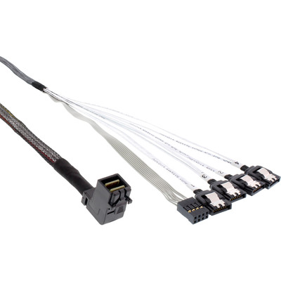 4043718211814 - Mini SAS HD Kabel SFF-8643 gewinkelt zu 4x SATA + Sideband 05m